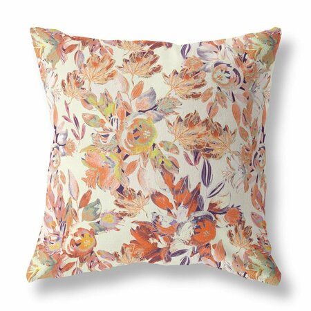 HOMEROOTS 18 in. Florals Indoor & Outdoor Zippered Throw Pillow Red Peach & Cream 411417